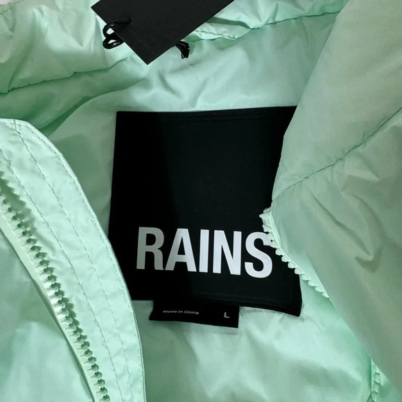 RAINS Fuse Bomber Jacket Large Color Mineral (Mint Green Like) New with Tags - Picture 7 of 7